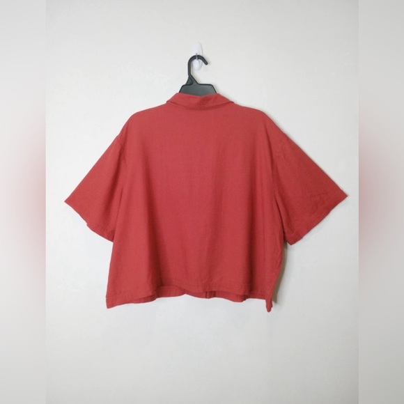 Studio Ease Red Linen Blend Button-Up Shirt Plus Size 20W - Picture 2 of 7